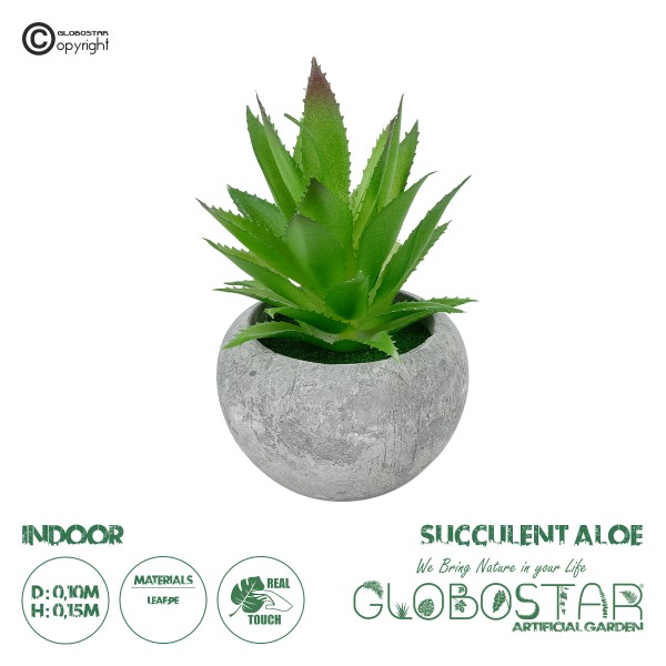 GloboStar® Artificial Garden SUCCULENT ALOE POTTED PLANT 21037 Διακοσμητικό Φυτό Αλόη Φ10 x Υ15cm