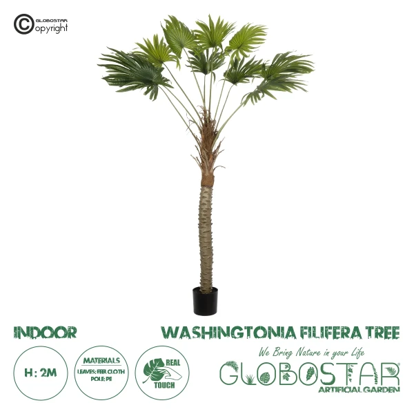 GloboStar® Artificial Garden WASHINGTONIA FILIFERA TREE 21107 Τεχνητό Διακοσμητικό Φοινικόδεντρου Υ200cm