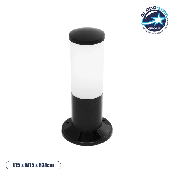GloboStar® GARDENIO 203-0249 Μοντέρνο Επιδαπέδιο Φωτιστικό Κολωνάκι Κήπου Μονόφωτο 1 x E27 IP44 Μαύρο Πλαστικό - Μ15 x Π15 x Υ31cm