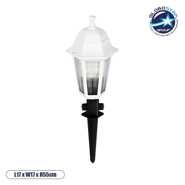 GloboStar® VITRO 203-0203 Vintage Καρφωτό Φωτιστικό Φαναράκι Μονόφωτο 1 x E27 IP44 Λευκό & Διάφανο Πλαστικό - Μ17 x Π17 x Υ55cm