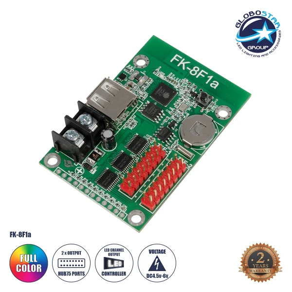 GLOBOSTAR® CARD-FK-8F1a 90094 Κάρτα Εικόνας για Πολύχρωμες RGB LED Κυλιόμενες Ψηφιακές Επιγραφές/Οθόνες DC 5V IP20 - 1536x16/768x32 Pixels - Μ6.7 x Π4.5 x Υ1.5cm - 2 Χρόνια Εγγύηση