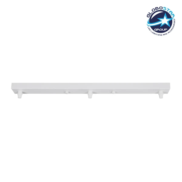 GLOBOSTAR® WALLBASE 77522 Γραμμική Μεταλλική Ροζέτα για Κρέμαση 3 Φωτιστικών - Λευκό - Μ50 x Π5 x Υ4cm