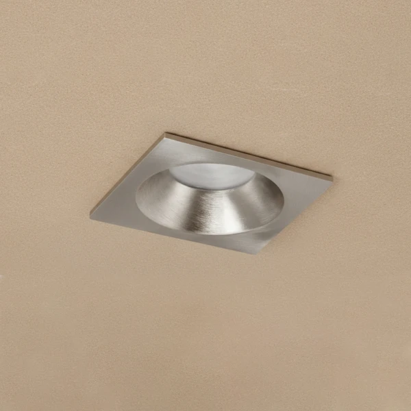 kelvo® EPSILON KLV-101-0049 Χωνευτό Φωτιστικό Downlight Σποτ Μπάνιου για Λάμπα MR16 με Ντουί GU10 AC 220-240V Αδιάβροχο IP65 - Νίκελ Βούρτσας - Μ8.5 x Π8.5 x Υ4.4cm / Q7.5cm x 7.5cm