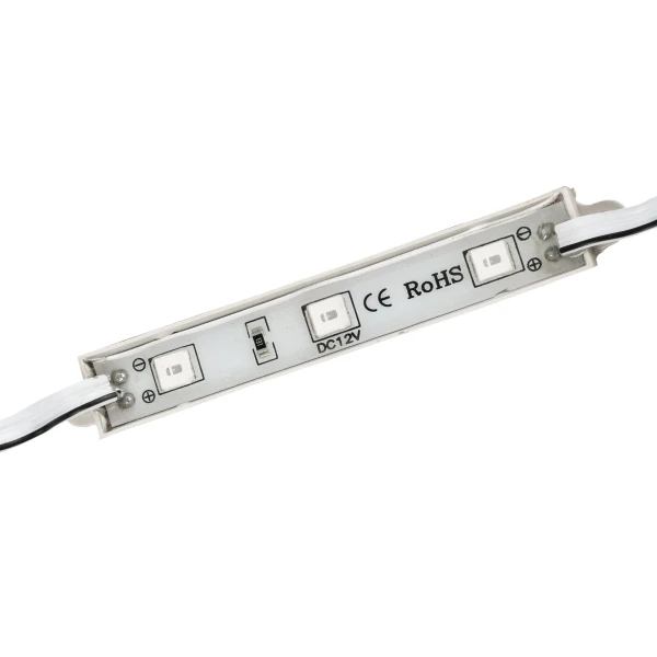 GLOBOSTAR® MODULARI 73703 Module LED 0.8W 60lm 120° DC 12V Αδιάβροχο IP65 3 x SMD5050 Chip Κόκκινο Dimmable - Μ8.6 x Π1.2 x Υ0.5cm - Πακέτο 20 Τεμαχίων - 3 Χρόνια Εγγύηση