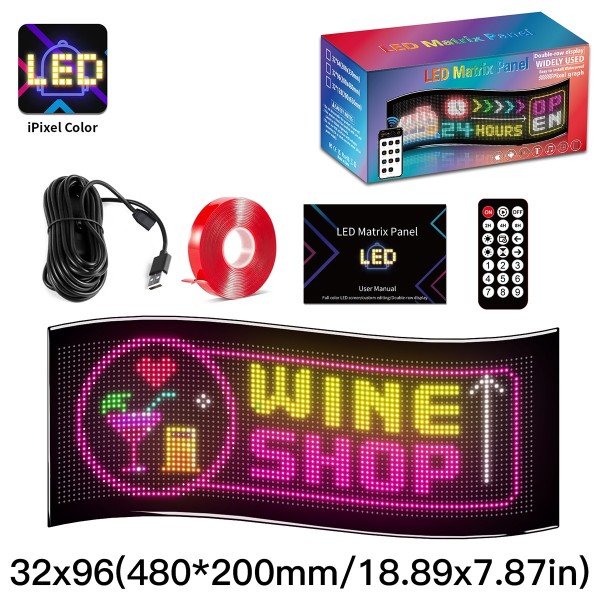 GLOBOSTAR® MATRIX GLB-106-0009 Εύκαμπτη Κυλιόμενη Ψηφιακή Επιγραφή 48x20cm P4.5 96x32 Pixel LED 10W AC 220-240V Αδιάβροχο IP65 Πολύχρωμο RGB - Bluetooth Control μέσω iPIXEL APP - Μ48 x Π0.2 x Υ20cm - 2 Χρόνια Εγγύηση