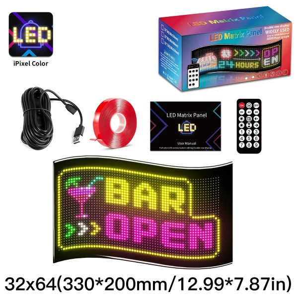 GLOBOSTAR® MATRIX GLB-106-0008 Εύκαμπτη Κυλιόμενη Ψηφιακή Επιγραφή 33x20cm P4.5 64x32 Pixel LED 10W AC 220-240V Αδιάβροχο IP65 Πολύχρωμο RGB - Bluetooth Control μέσω iPIXEL APP - Μ33 x Π0.2 x Υ20cm - 2 Χρόνια Εγγύηση
