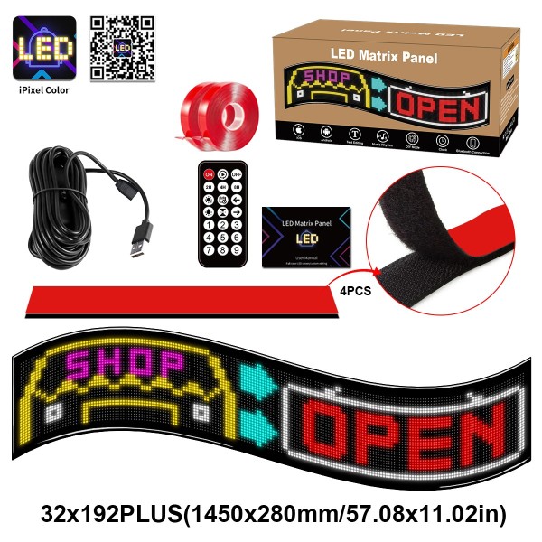 GLOBOSTAR® MATRIX GLB-106-0012 Εύκαμπτη Κυλιόμενη Ψηφιακή Επιγραφή 145x28cm P7 192x32 Pixel LED 20W AC 220-240V Αδιάβροχο IP65 Πολύχρωμο RGB - Bluetooth Control μέσω iPIXEL APP - Μ145 x Π0.2 x Υ28cm - 2 Χρόνια Εγγύηση