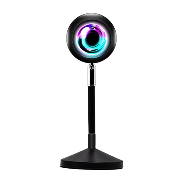 GLOBOSTAR® SUNSET GLB-106-0022 Επιτραπέζιο Φωτιστικό Πορτατίφ Προτζέκτορας Sunset με RF Ασύρματο Χειριστήριο & Λειτουργία μέσω WiFi APP LED 6W 360lm 60° AC 220-240V IP20 Πολύχρωμο RGB Dimmable - Sanan SMD Chip - Μαύρο - Μ10 x Π10 x Υ27cm - 2 Χρόνια Εγγύησ
