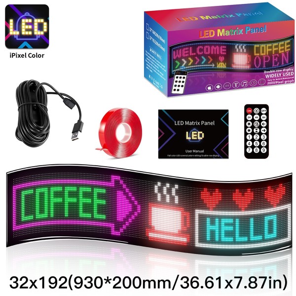 GLOBOSTAR® MATRIX GLB-106-0011 Εύκαμπτη Κυλιόμενη Ψηφιακή Επιγραφή 93x20cm P4.5 192x32 Pixel LED 20W AC 220-240V Αδιάβροχο IP65 Πολύχρωμο RGB - Bluetooth Control μέσω iPIXEL APP - Μ93 x Π0.2 x Υ20cm - 2 Χρόνια Εγγύηση