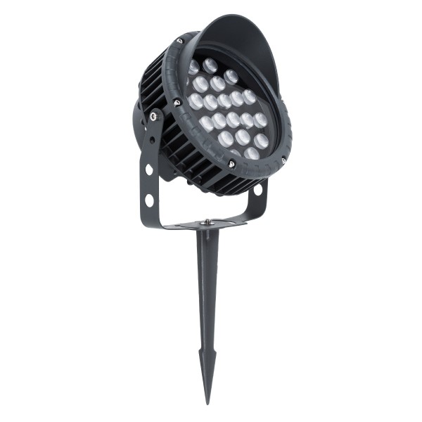 GLOBOSTAR® TREEVINA 90360 Φωτιστικό Σποτ με Αντιθαμβωτική Γρίλια για Φυτά - Δέντρα με Βάση Κήπου / Καρφωτό LED 24W 2640lm 10° DC 24V Αδιάβροχο IP65 Θερμό Λευκό 2700K Dimmable - Bridgelux SMD Chip - Γκρι Ανθρακί - Μ21.5 x Π18.3 x Υ14cm - 3 Χρόνια Εγγύηση