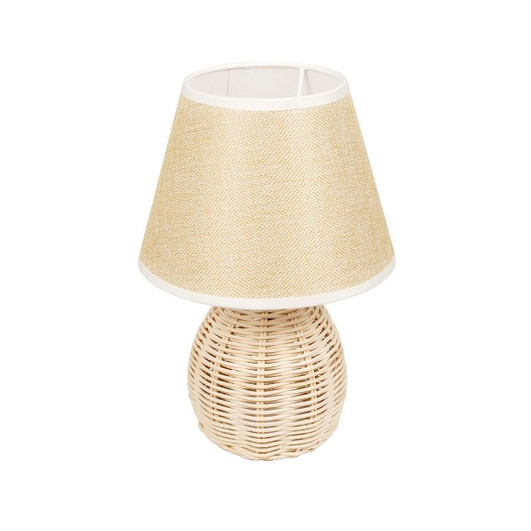 GLOBOSTAR® HASUMI 01957 Boho Επιτραπέζιο Φωτιστικό Πορτατίφ με Ντουί 1 x E27 AC 220-240V IP20 - Μπεζ & Λευκό - Μ19 x Π19 x Υ30cm