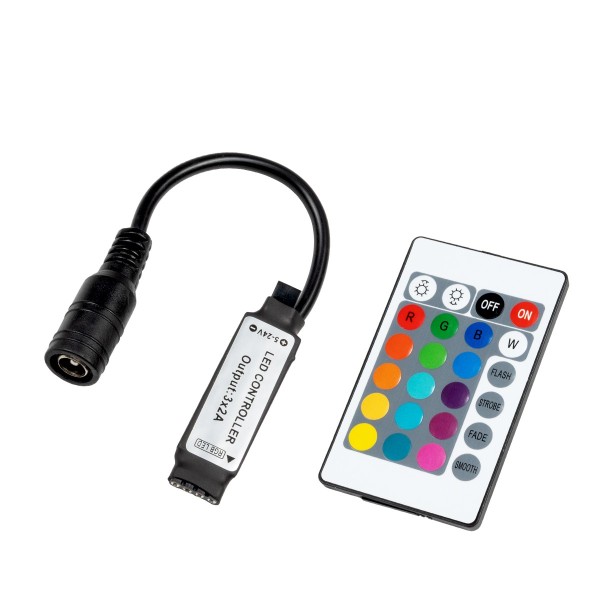 GloboStar® 73402 Ασύρματος LED RGB Controller με Χειριστήριο IR 5v (30w) 12v (72w) 24v (144w)