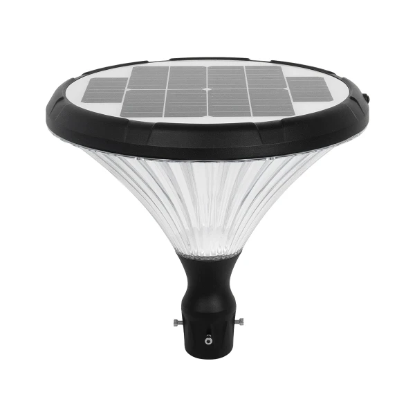 GLOBOSTAR® SQUARE 90502 Φωτιστικό Κεφαλής Post Top Πλατείας/Πάρκου/Κήπου LED 40W 2000lm 120° DC 5V με Ενσωματωμένο Φωτοβολταϊκό Panel 6V 12W & Επαναφορτιζόμενη Μπαταρία Li-ion 3.2V 15000mAh με Αισθητήρα Ημέρας-Νύχτας Αδιάβροχο IP65 Ψυχρό Λευκό 6000K - San