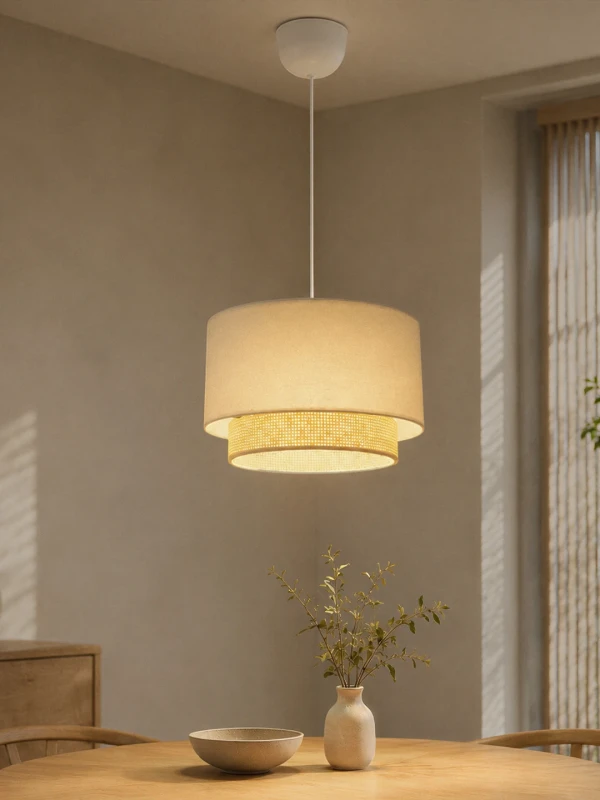 GLOBOSTAR® BASIL 204-0197 Μοντέρνο Κρεμαστό Φωτιστικό Οροφής με Ντουί 1 x E27 AC 220-240V IP20 - Μπεζ & Χρυσό - Μ30 x Π30 x Υ20cm