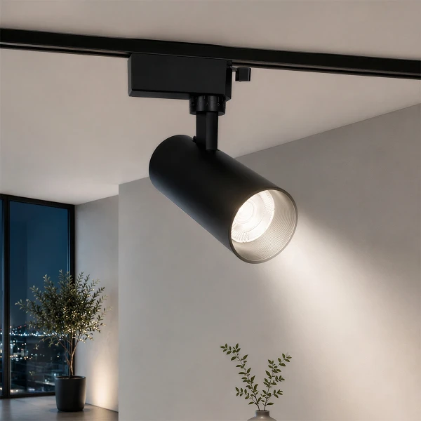GLOBOSTAR® LUGANO 60810 Μονοφασικό Σποτ Ράγας LED 20W 2500lm 36° AC 220-240V IP20 Φυσικό Λευκό 4500K - Bridgelux COB Chip & TÜV SÜD Driver - Eurotrack 1PH - Μαύρο Ματ - Μ8.5 x Π6.5 x Υ20.5cm - 5 Χρόνια Εγγύηση