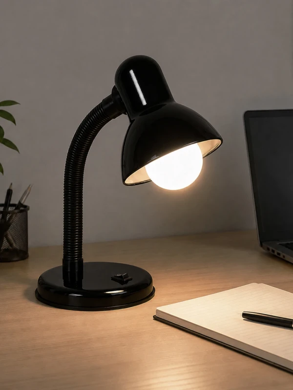 GLOBOSTAR® STUDENT GLB-102-0007 Μοντέρνο Επιτραπέζιο Φωτιστικό Πορτατίφ με Ντουί 1 x E27 AC 220-240V IP20 - Μαύρο - Μ14 x Π14 x Υ32cm