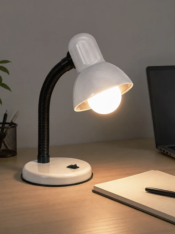 GLOBOSTAR® STUDENT GLB-102-0008 Μοντέρνο Επιτραπέζιο Φωτιστικό Πορτατίφ με Ντουί 1 x E27 AC 220-240V IP20 - Λευκό & Μαύρο - Μ14 x Π14 x Υ32cm
