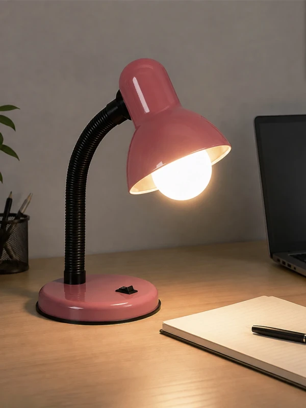 GLOBOSTAR® STUDENT GLB-102-0011 Μοντέρνο Επιτραπέζιο Φωτιστικό Πορτατίφ με Ντουί 1 x E27 AC 220-240V IP20 - Ροζ & Μαύρο - Μ14 x Π14 x Υ32cm