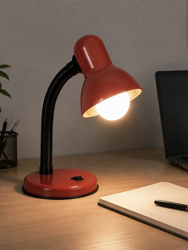 GLOBOSTAR® STUDENT GLB-102-0012 Μοντέρνο Επιτραπέζιο Φωτιστικό Πορτατίφ με Ντουί 1 x E27 AC 220-240V IP20 - Κόκκινο & Μαύρο - Μ14 x Π14 x Υ32cm