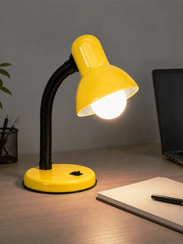 GLOBOSTAR® STUDENT GLB-102-0013 Μοντέρνο Επιτραπέζιο Φωτιστικό Πορτατίφ με Ντουί 1 x E27 AC 220-240V IP20 - Κίτρινο & Μαύρο - Μ14 x Π14 x Υ32cm