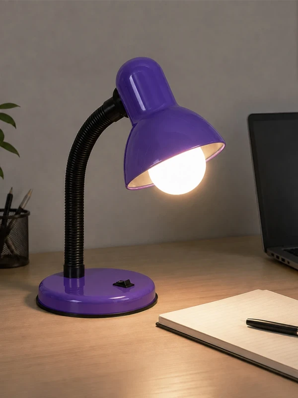 GLOBOSTAR® STUDENT GLB-102-0014 Μοντέρνο Επιτραπέζιο Φωτιστικό Πορτατίφ με Ντουί 1 x E27 AC 220-240V IP20 - Μωβ & Μαύρο - Μ14 x Π14 x Υ32cm