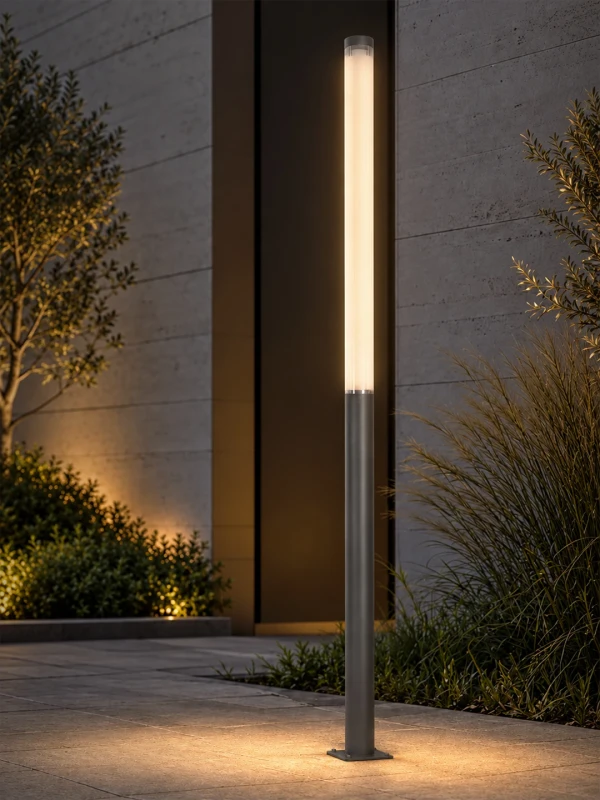 GLOBOSTAR® AXOR GLB-103-0015 Φωτιστικό Urban Πλατείας/Πάρκου LED 50W 4500lm 360° AC 220-240V Αδιάβροχο IP65 Θερμό Λευκό 2700K - Sanan SMD Chip - Γκρι Ανθρακί Ματ - Μ20 x Π20 x Υ300cm - 3 Χρόνια Εγγύηση
