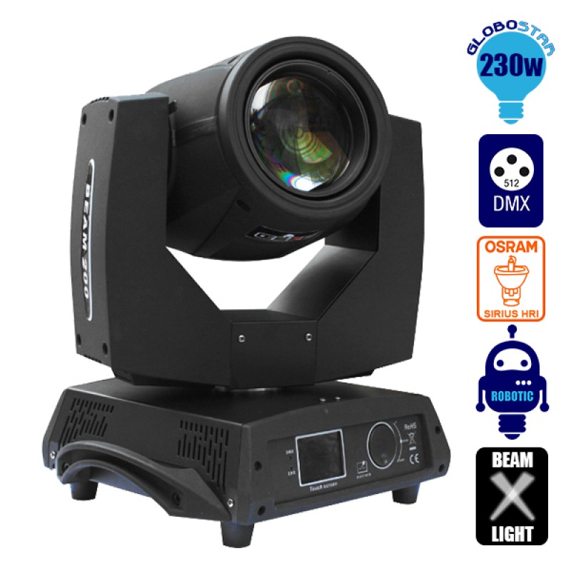 Κινούμενη Ρομποτική Κεφαλή Apollo BEAM Rainbow Effect Osram YODN 7R RGBW 230W 230V Zoom 0° - 3.8° GloboStar 51115