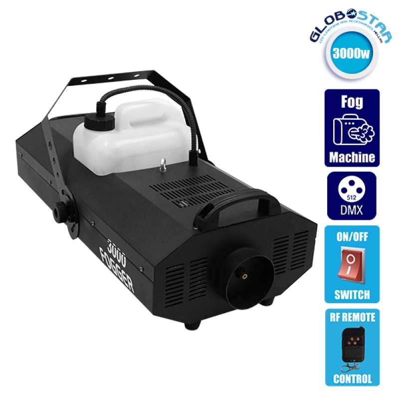 Επαγγελματική Μηχανή Καπνού DMX512 3000W 230V 6L με Ασύρματο Χειριστήριο GloboStar 51146