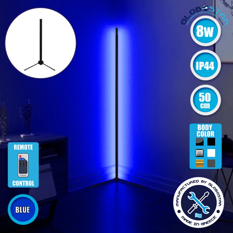 Μοντέρνο Minimal Επιτραπέζιο Μαύρο Φωτιστικό 50cm LED 8 Watt με Ασύρματο Χειριστήριο RF & Dimmer Μπλε GloboStar ALIEN Design GLOBO-50-6