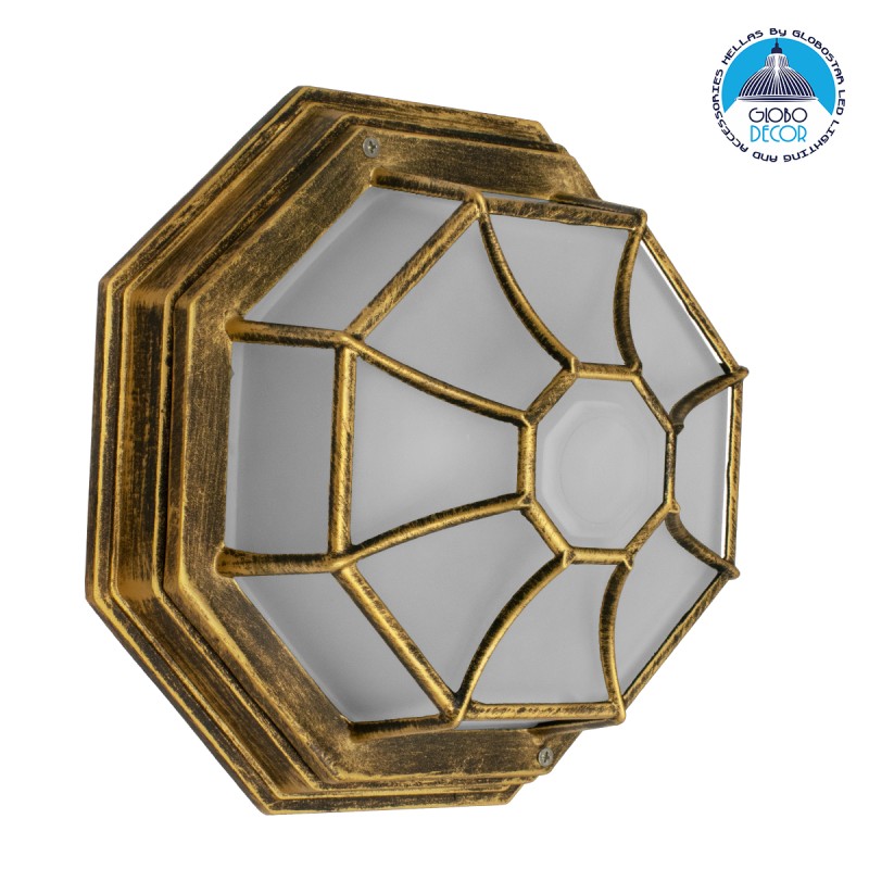 GLOBOSTAR® RUBY 00914 Vintage Φωτιστικό Οροφής με Ντουί 1 x E27 AC 220-240V IP20 - Μπρούτζινο Εφέ Σκουριάς - Μ21 x Π21 x Υ10cm