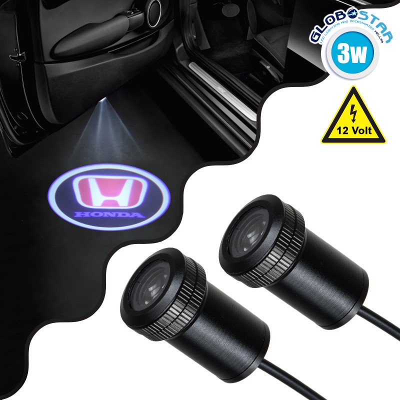 GloboStar® 81608 HONDA Ghost Car Brand Logo Projector - Προτζέκτορας Προβολής Μάρκας Αυτοκινήτου LED CREE XHP35 3W 240lm 120° DC 12V IP20 Ψυχρό Λευκό 6000K