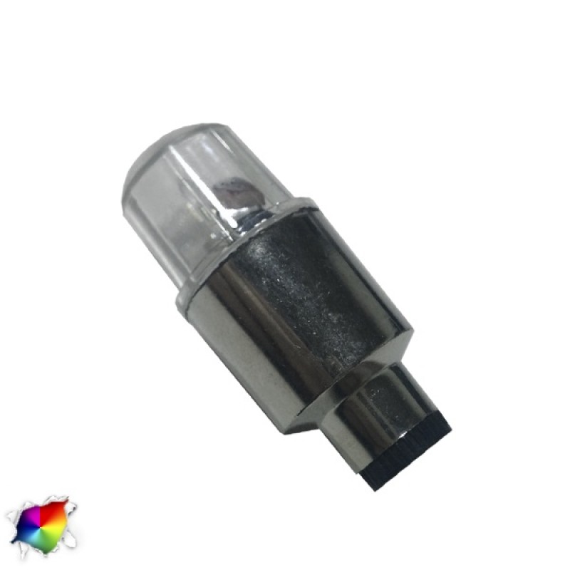 GloboStar® 115205 Βαλβίδες LED με Μπαταρία 3xLR1130 Αυτοκινήτου - Μοτοσυκλέτας - Ποδηλάτου Σετ 2 Τεμ. σε Blister RGB