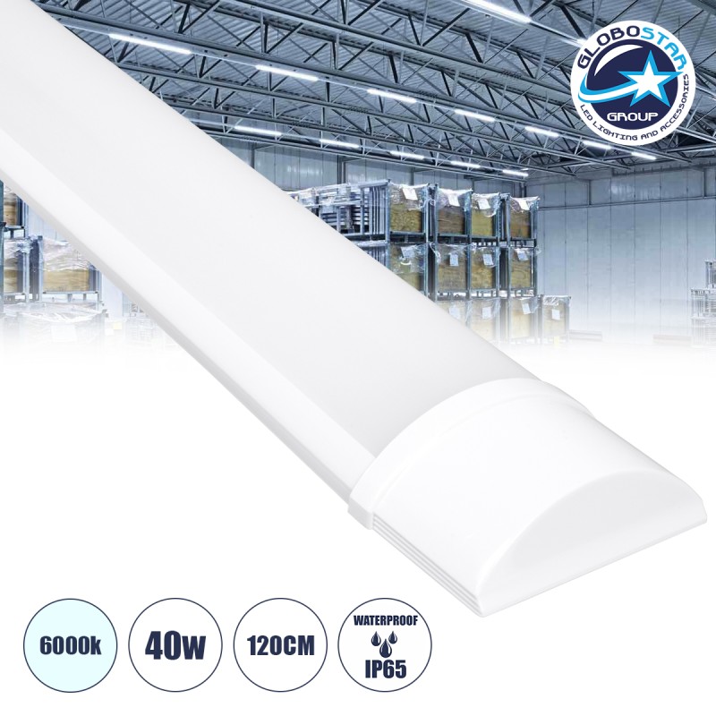 GloboStar® 60158 LED Γραμμικό Βιομηχανικό Φωτιστικό Tri-Proof 120cm 40W 3806lm 120° AC 220-240V Αδιάβροχο IP65 Μ120 x Π7.5 x Υ2.5cm Ψυχρό Λευκό 6000K - 2 Χρόνια Εγγύηση