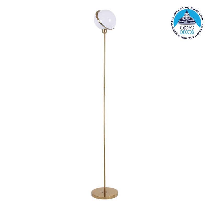 GloboStar® HUDSON 00500 Μοντέρνο Επιδαπέδιο Φωτιστικό Μονόφωτο 1 x E27 IP20 Χρυσό Αλουμίνιο με Λευκό Πλαστικό - Μ20 x Π20 x Υ177cm