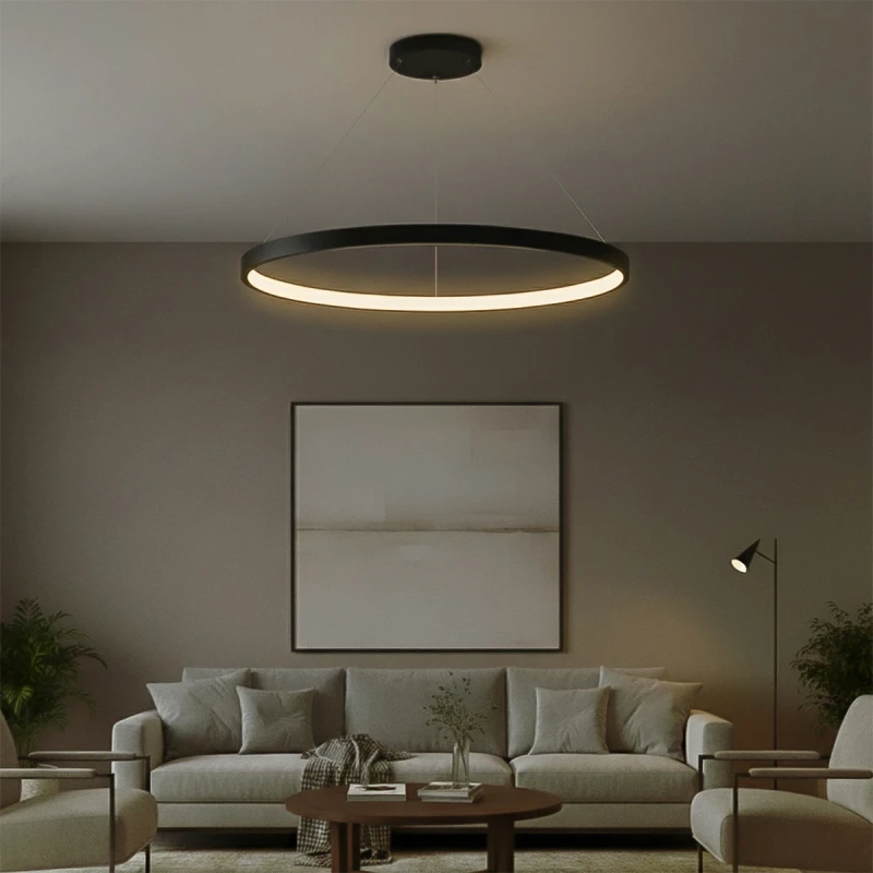 kelvo® NEMESIS KLV-101-0214 Κρεμαστό Φωτιστικό Οροφής LED 75W 7500lm 180° AC 220-240V IP20 Ρυθμιζόμενο Λευκό CCT με Χειριστήριο από 2700K έως 6000K Dimmable - Lumileds SMD Chip - Μαύρο Ματ - Μ100 x Π100 x Υ4cm - 3 Χρόνια Εγγύηση