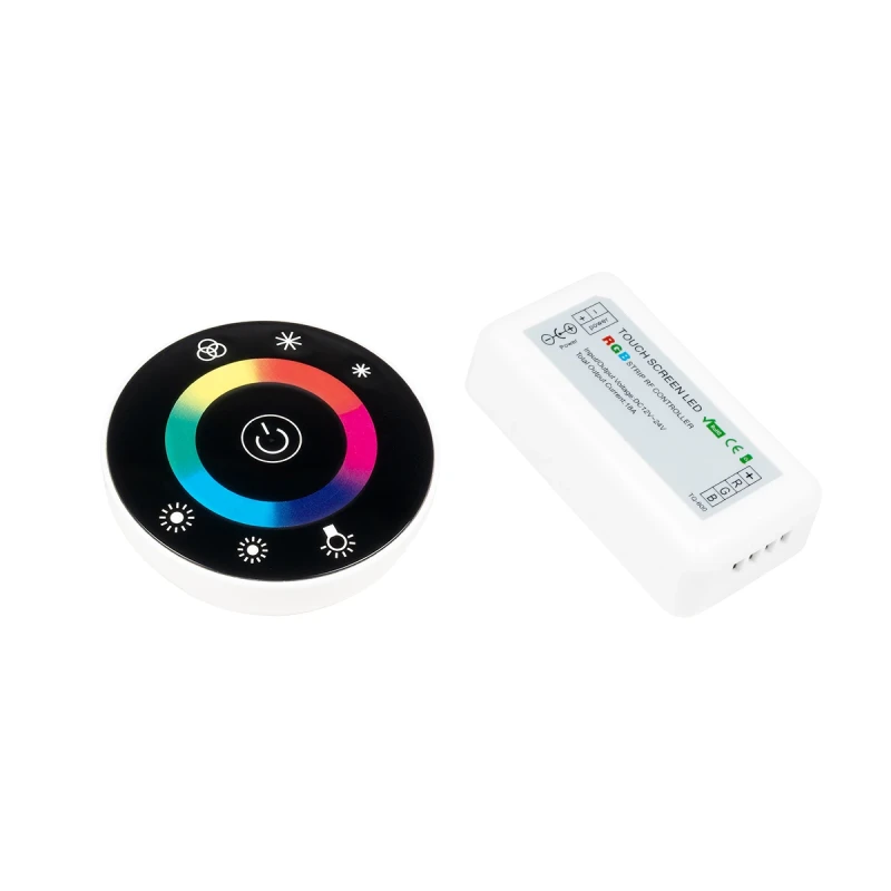 Ασύρματος LED RGB Controller με Μαύρο Στρογγυλό Χειριστήριο Αφής 2.4G RF 12v (192w) - 24v (384w) DC GloboStar 77445