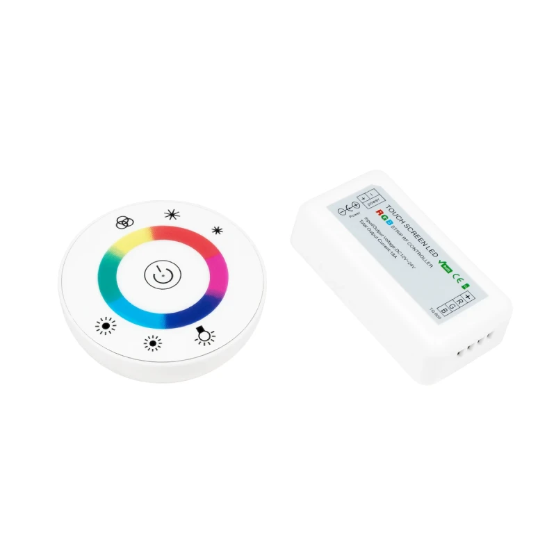 Ασύρματος LED RGB Controller με Λευκό Στρογγυλό Χειριστήριο Αφής 2.4G 12v (192w) - 24v (384w) DC GloboStar 77545