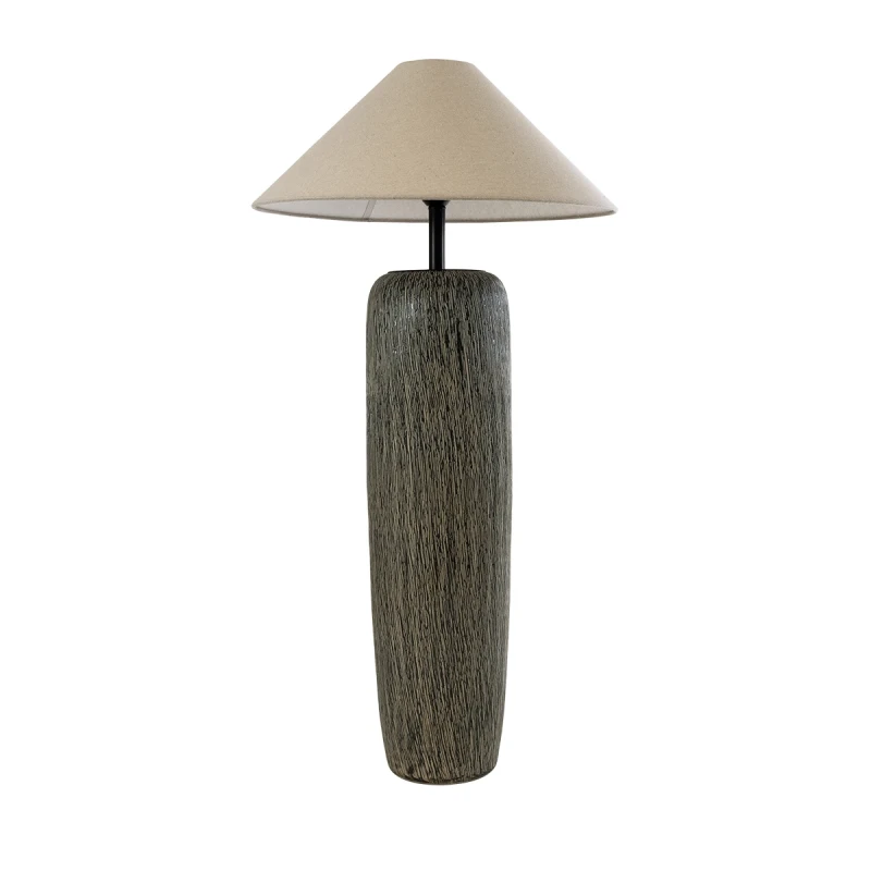 GLOBOSTAR® OLIANA 02315 Boho Επιδαπέδιο Φωτιστικό με Ντουί 1 x E27 AC 220-240V IP20 - Γκρι & Μπεζ - Μ55 x Π55 x Υ110cm