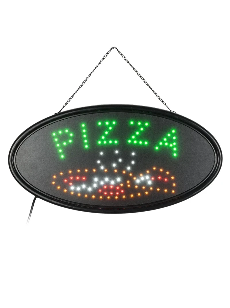 GloboStar® 75685 Φωτιστικό Ταμπέλα LED Οβάλ Σήμανσης PIZZA 5W με Πρίζα AC 230V - Μ48 x Π1.8 x Υ24.5cm