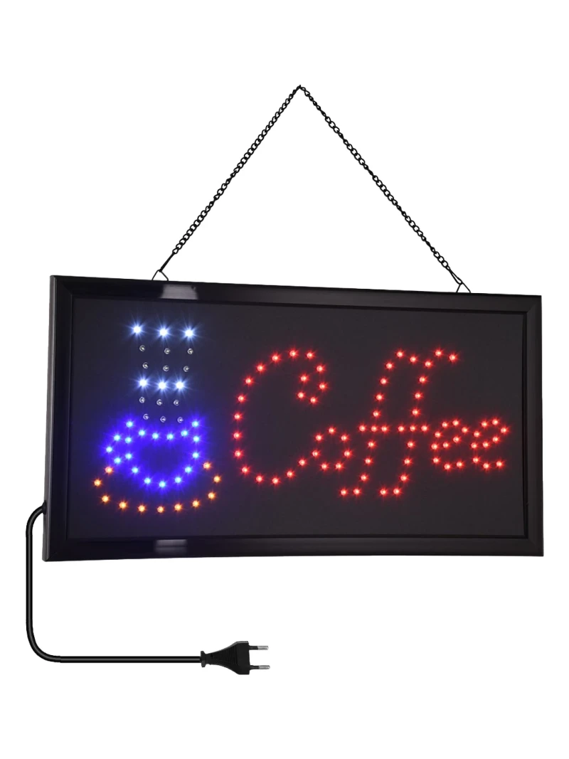 GloboStar® 75686 Φωτιστικό Ταμπέλα LED Σήμανσης COFFEE με Πρίζα AC 230V Μ48xΠ25xΥ2cm