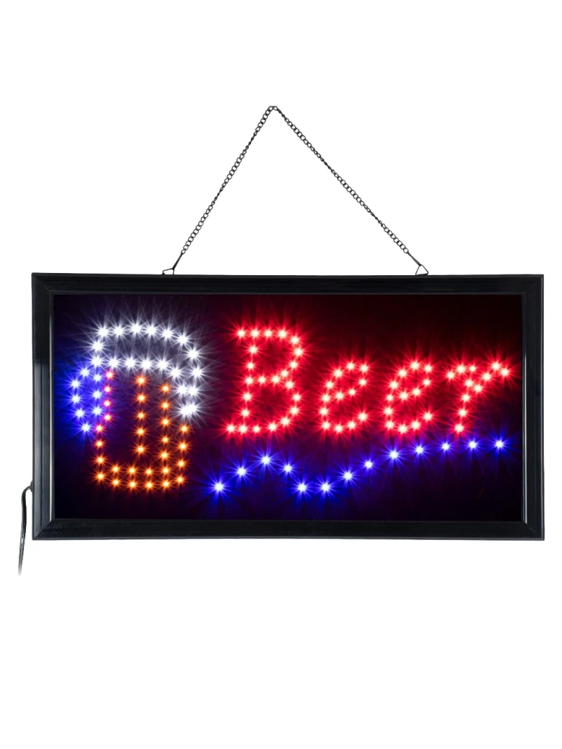 GloboStar® 75688 Φωτιστικό Ταμπέλα Φωτεινή Επιγραφή LED Σήμανσης BEER 5W AC 230V με Διακόπτη On/Off Κόκκινο - Μπλε - Πορτοκαλί