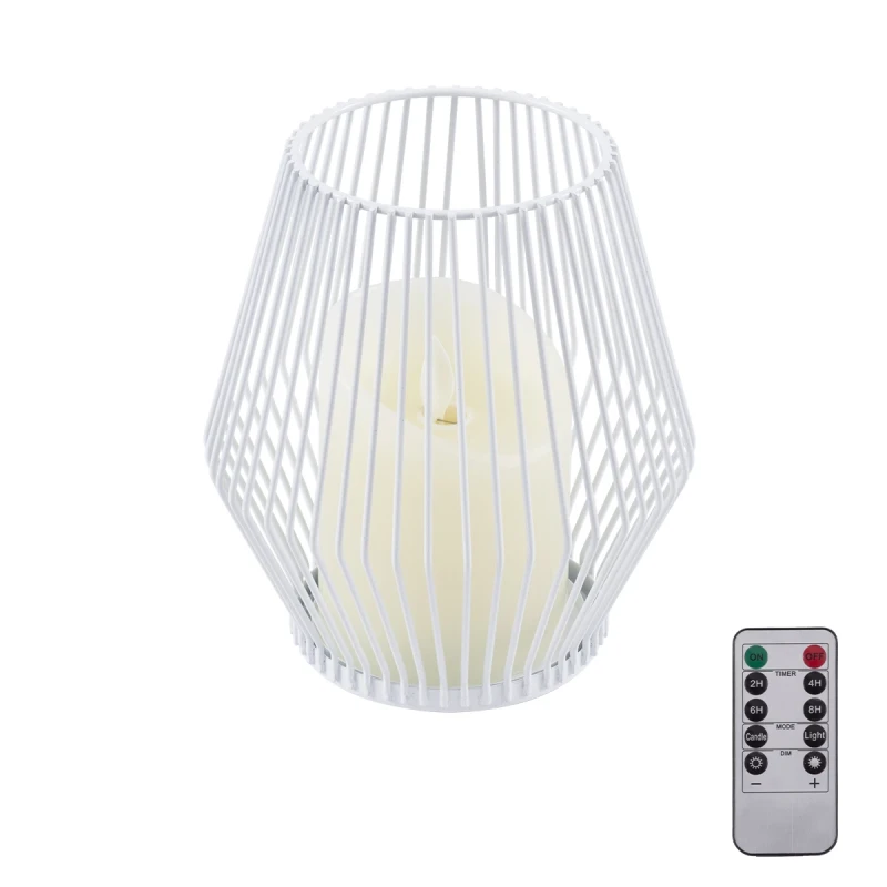 GloboStar® CANDLE 76488 Διακοσμητικό Realistic Κερί με LED Εφέ Κινούμενης Φλόγας - Μπαταρίας 2 x AA (Δεν Συμπεριλαμβάνονται) & Ασύρματο Χειριστήριο IR Θερμό Λευκό 2700K Dimmable Λευκό Φ14 x Υ16cm