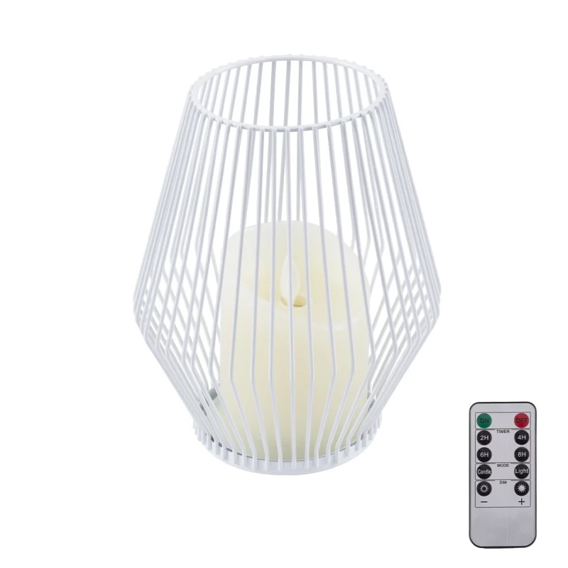 GloboStar® CANDLE 76489 Διακοσμητικό Realistic Κερί με LED Εφέ Κινούμενης Φλόγας - Μπαταρίας 2 x AA (Δεν Συμπεριλαμβάνονται) & Ασύρματο Χειριστήριο IR Θερμό Λευκό 2700K Dimmable Λευκό Φ16 x Υ18cm
