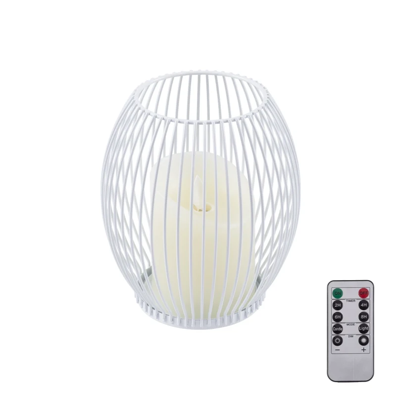 GloboStar® CANDLE 76490 Διακοσμητικό Realistic Κερί με LED Εφέ Κινούμενης Φλόγας - Μπαταρίας 2 x AA (Δεν Συμπεριλαμβάνονται) & Ασύρματο Χειριστήριο IR Θερμό Λευκό 2700K Dimmable Λευκό Φ14 x Υ16cm
