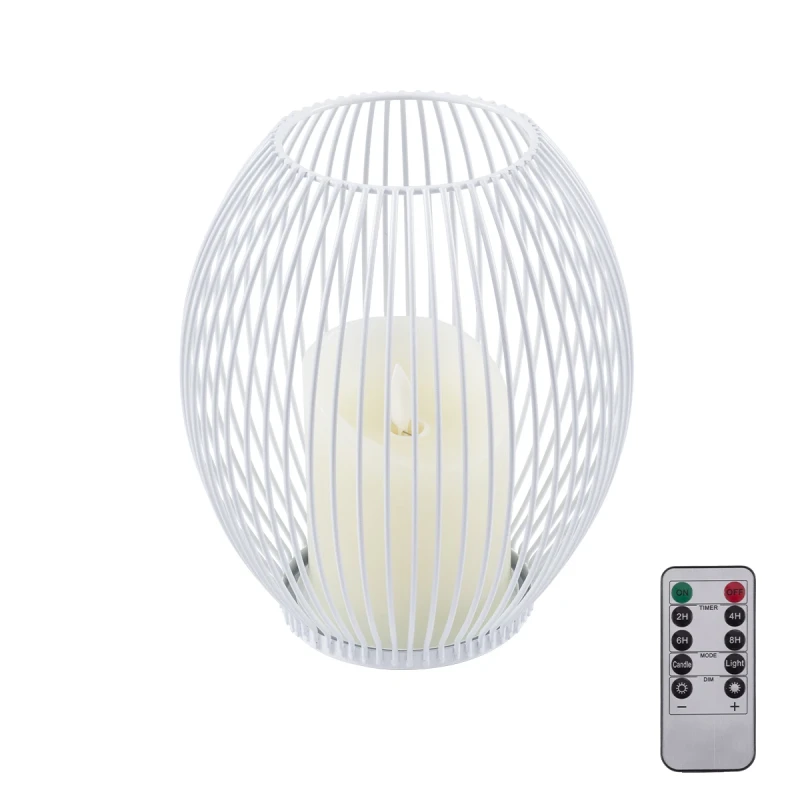 GloboStar® CANDLE 76491 Διακοσμητικό Realistic Κερί με LED Εφέ Κινούμενης Φλόγας - Μπαταρίας 2 x AA (Δεν Συμπεριλαμβάνονται) & Ασύρματο Χειριστήριο IR Θερμό Λευκό 2700K Dimmable Λευκό Φ16 x Υ18cm