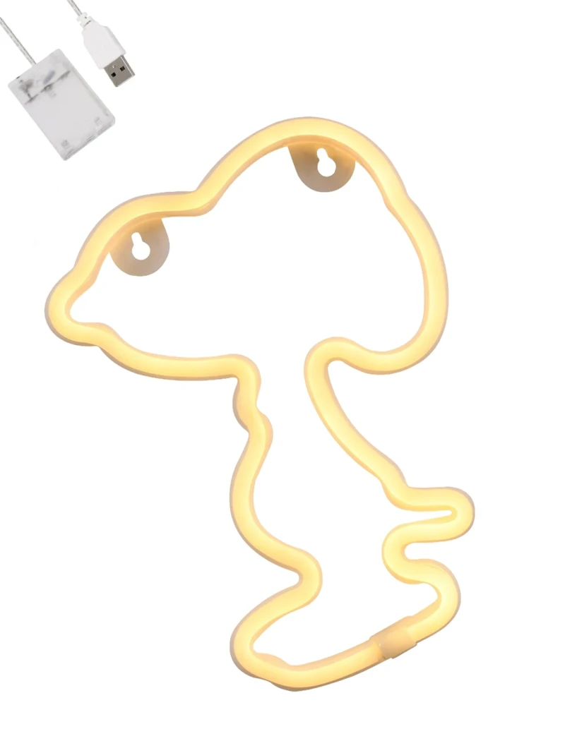 GloboStar® 78578 Φωτιστικό Ταμπέλα Φωτεινή Επιγραφή NEON LED Σήμανσης SNOOPY 5W με Καλώδιο Τροφοδοσίας USB - Μπαταρίας 3xAAA (Δεν Περιλαμβάνονται) - Θερμό Λευκό 2700K