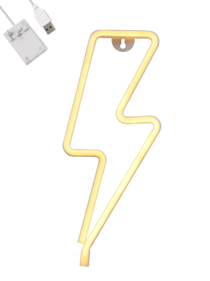 GloboStar® 78590 Φωτιστικό Ταμπέλα Φωτεινή Επιγραφή NEON LED Σήμανσης LIGHT STRIKE 5W με Καλώδιο Τροφοδοσίας USB - Μπαταρίας 3xAAA (Δεν Περιλαμβάνονται) - Θερμό Λευκό 2700K