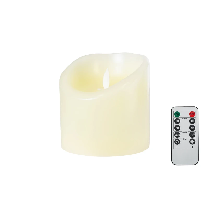 GLOBOSTAR® FIREFLAME 79541 Διακοσμητικό Κερί Παραφίνης με Εφέ Κινούμενης Φλόγας & IR Ασύρματο Χειριστήριο LED 0.5W 25lm 180° DC 3V με 2xAA Μπαταρίες IP20 Θερμό Λευκό 2700K Dimmable - Μπεζ - Μ10 x Π10 x Υ10cm - 2 Χρόνια Εγγύηση