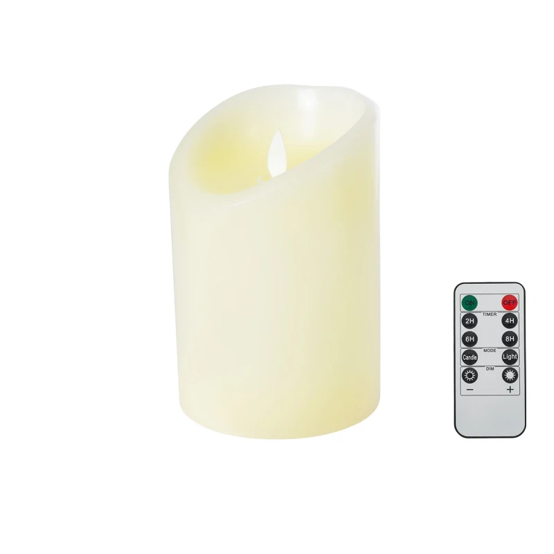 GLOBOSTAR® FIREFLAME 79542 Διακοσμητικό Κερί Παραφίνης με Εφέ Κινούμενης Φλόγας & IR Ασύρματο Χειριστήριο LED 0.5W 25lm 180° DC 3V με 2xAA Μπαταρίες IP20 Θερμό Λευκό 2700K Dimmable - Μ10 x Π10 x Υ15cm - 2 Χρόνια Εγγύηση