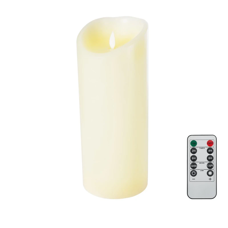 GLOBOSTAR® FIREFLAME 79544 Διακοσμητικό Κερί Παραφίνης με Εφέ Κινούμενης Φλόγας & IR Ασύρματο Χειριστήριο LED 0.5W 25lm 180° DC 3V με 2xAA Μπαταρίες IP20 Θερμό Λευκό 2700K Dimmable - Μπεζ - Μ10 x Π10 x Υ25cm - 2 Χρόνια Εγγύηση
